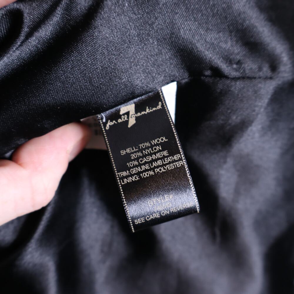 7 For All Mankind Black Women's Wool Coat - Picture 10 of 11